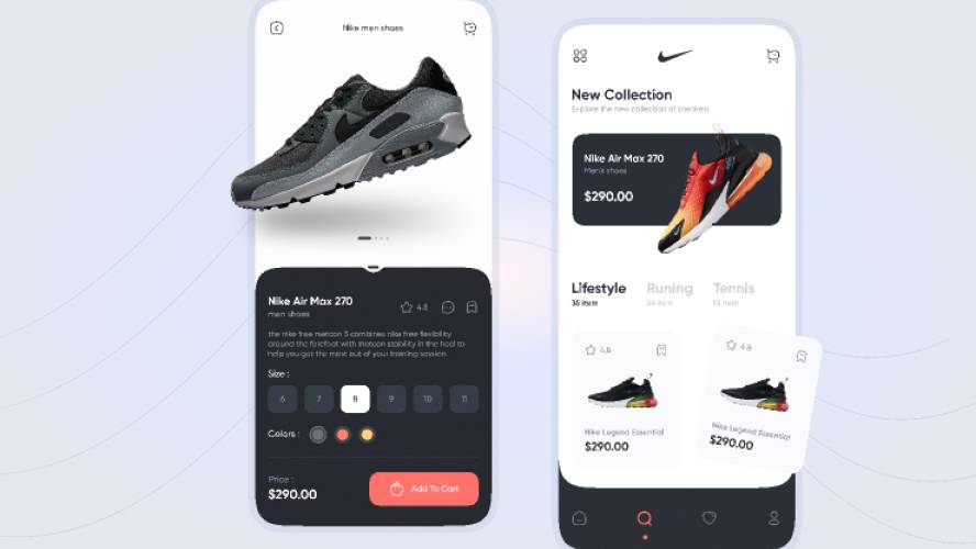 nike shoe app design concept figma template