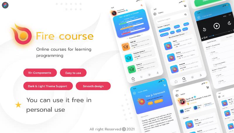 Online Learning Mobile App - Figma Mobile Template | UI4Free