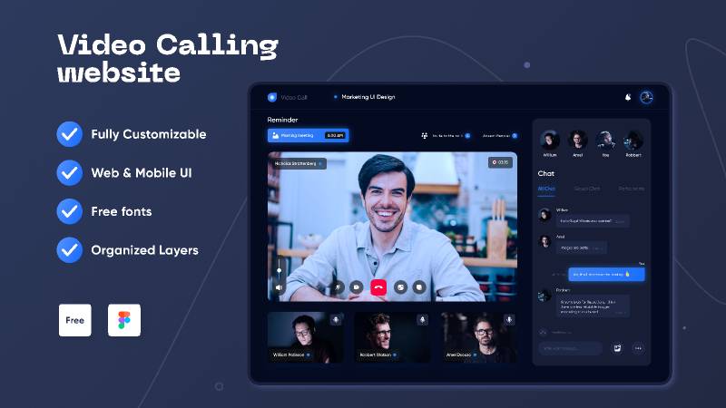 Online Video Calling Website UI UX Design Figma Mobile Template | UI4Free