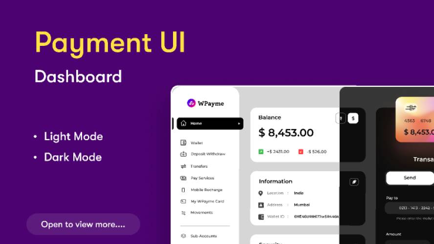Payment App UI dashboard Figma Website Template