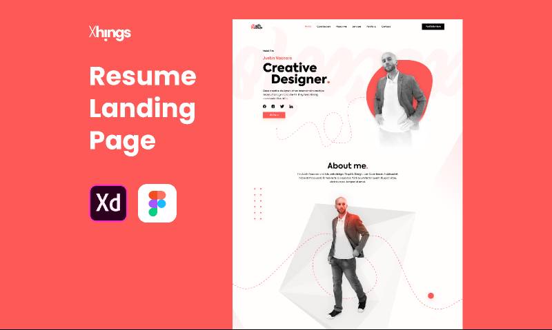 Personal Resume & Portfolio Landing Page Figma Template | UI4Free