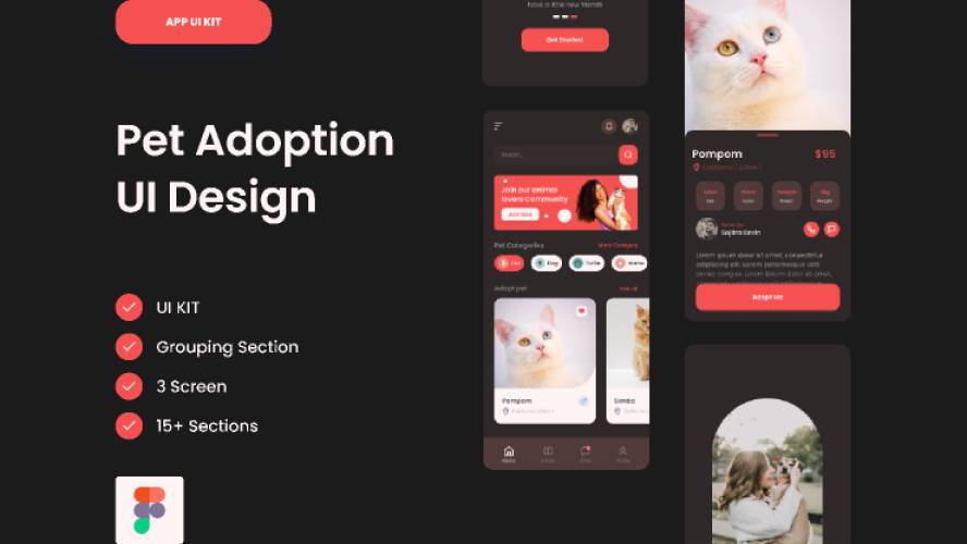 Pet Adoption Figma Mobile App Template