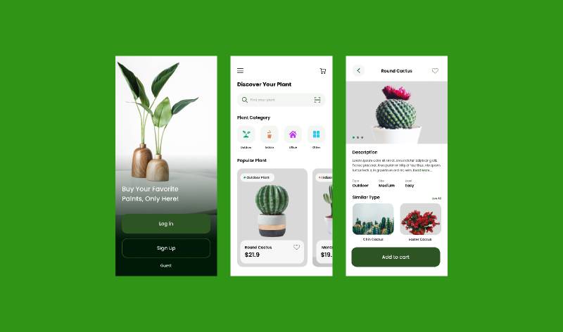 Plants Mobile App Figma Template | UI4Free