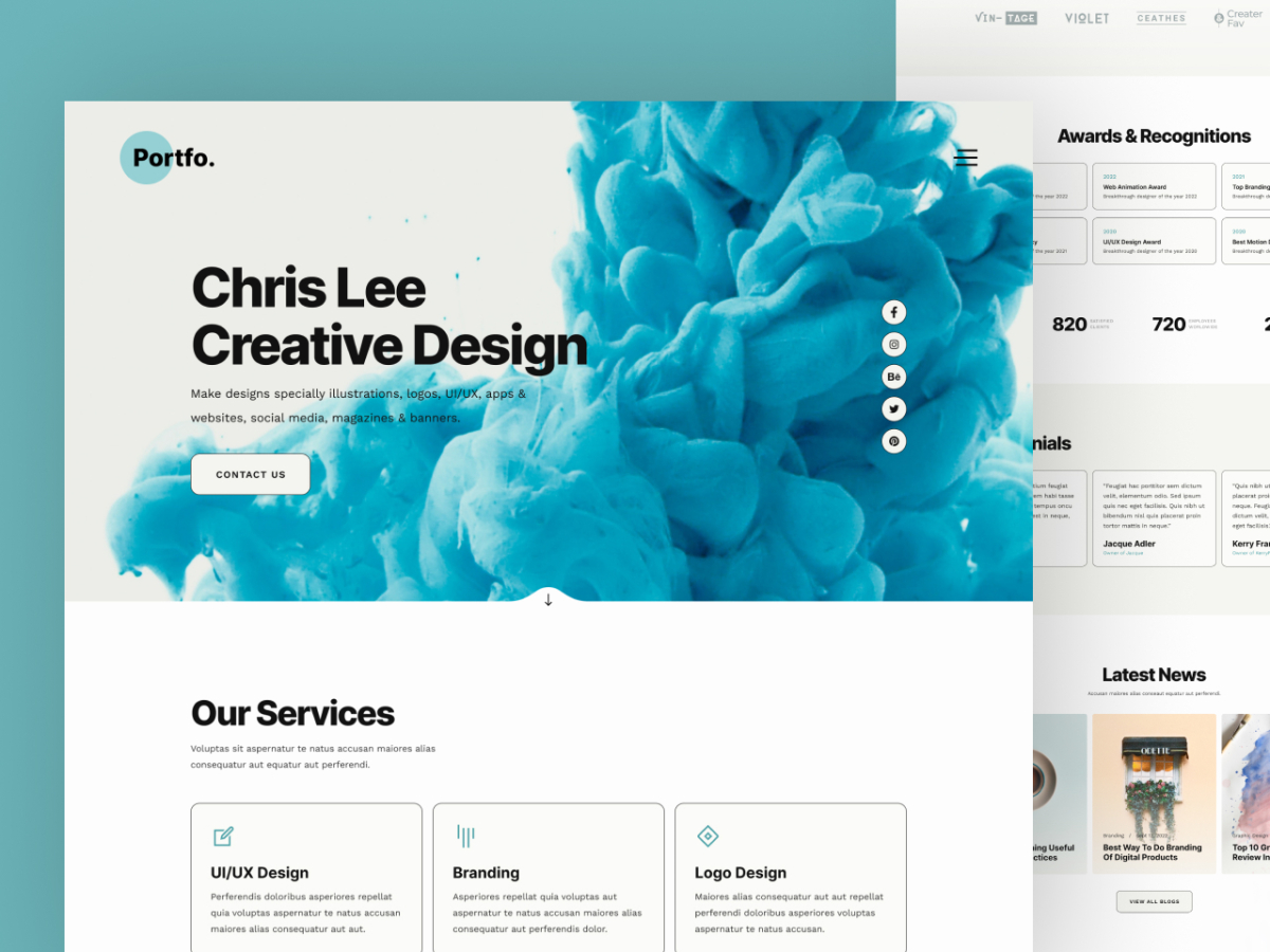 Portfo – Portfolio Website Free Figma Template | UI4Free
