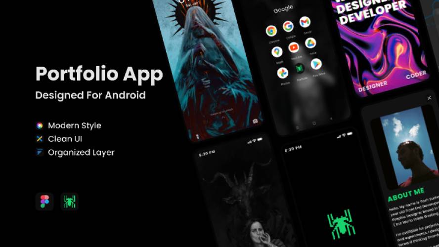 Portfolio App On Android Device Figma Mobile Template