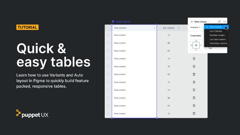 Quick & easy tables Figma