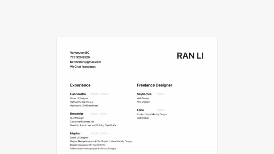 RANLI_Resume Figma free