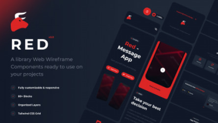 Red Figma Wireframe Kit