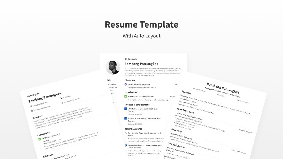 Resume Template With Figma - Ui4free.com