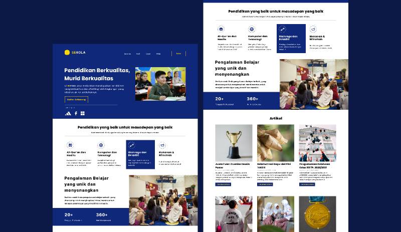 SEKOLA high school landing page figma template | UI4Free