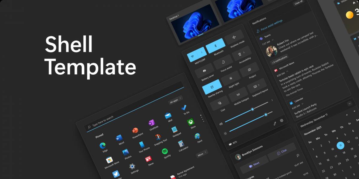 Shell Template - Windows 11 Figma design | UI4Free