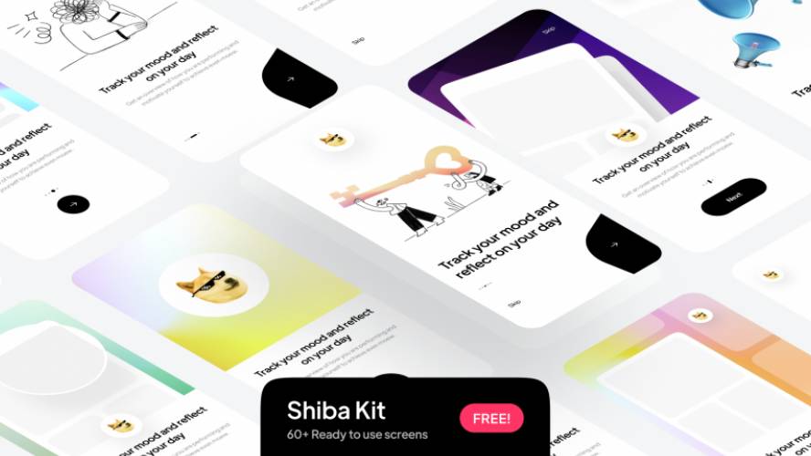 Shiba Kit 500+ Onboarding screens Figma Template