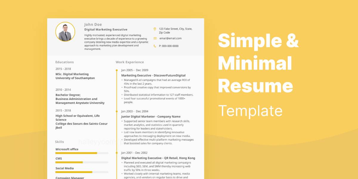 Simple and Minimal Resume Template Figma free