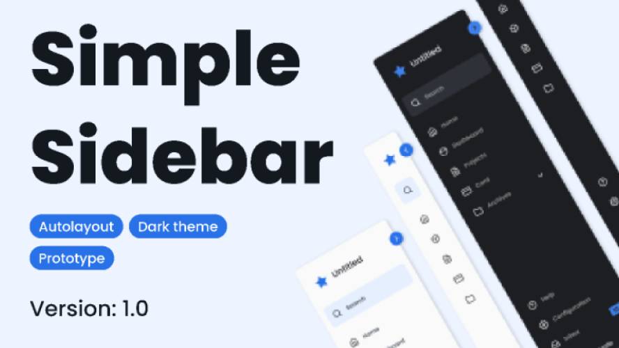 Simple Sidebar with prototype - Free Figma Material