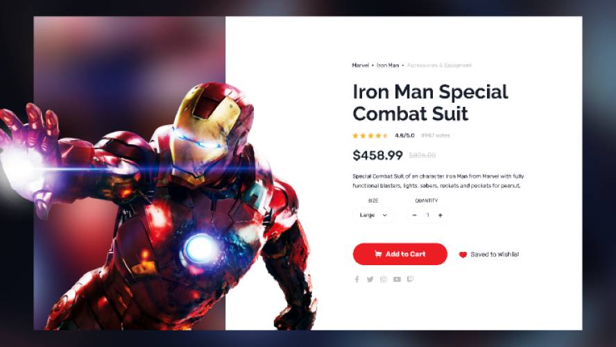 Single Product Page Freebie - Marvel // Iron Man