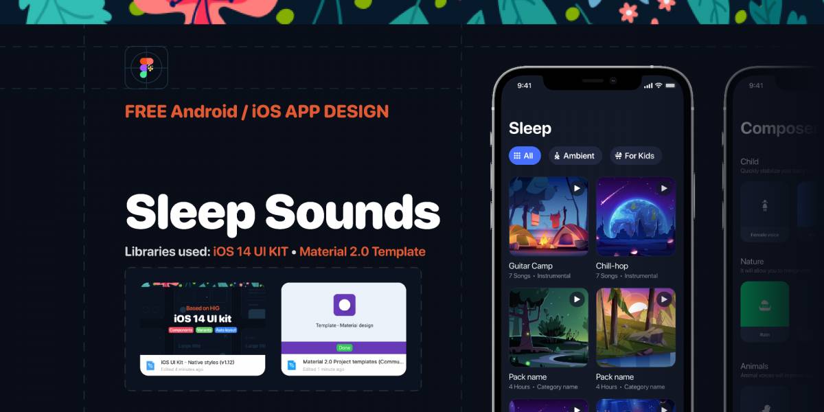 Sleep Sounds - iOS / Android app Design