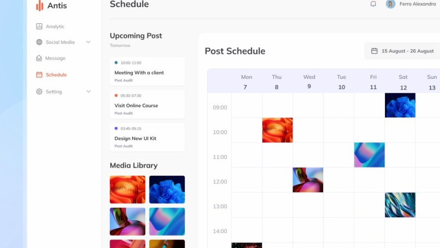 Social Media Post Schedule Screen