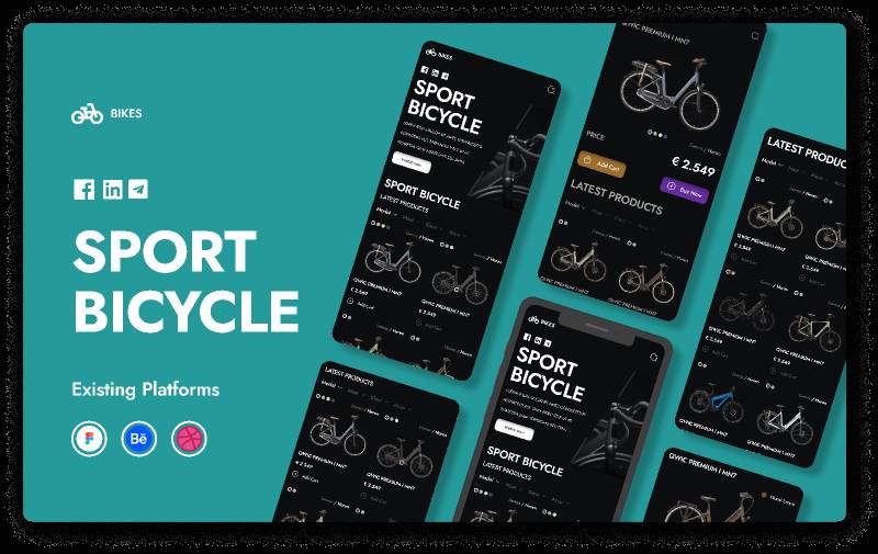 Sport Bicycle Mobile App Figma template