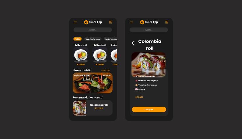 Sushi App Figma Mobile Template 