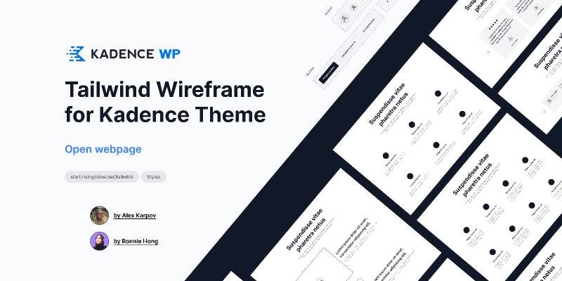Tailwind Wireframe for Kadence Theme Figma Website Template