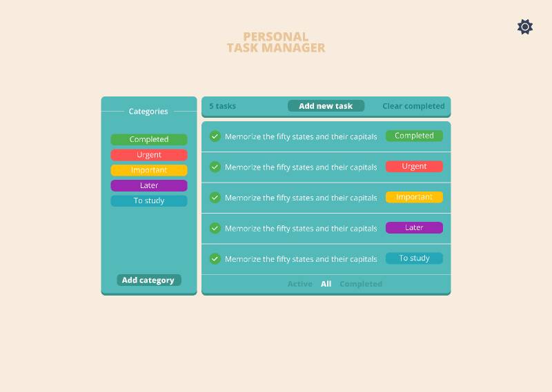 Task app web with categories figma template | UI4Free