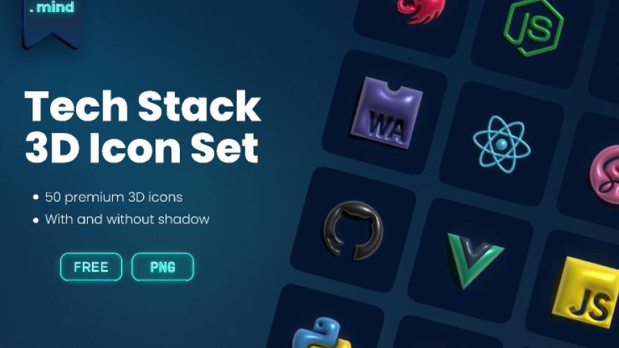 Tech Stack 3D Icon Set Figma Template