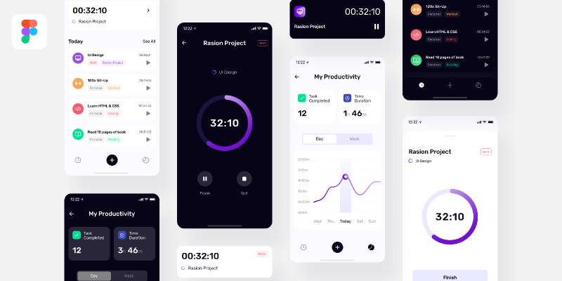 TimePad Time Tracker - UI Kit Figma Template | UI4Free