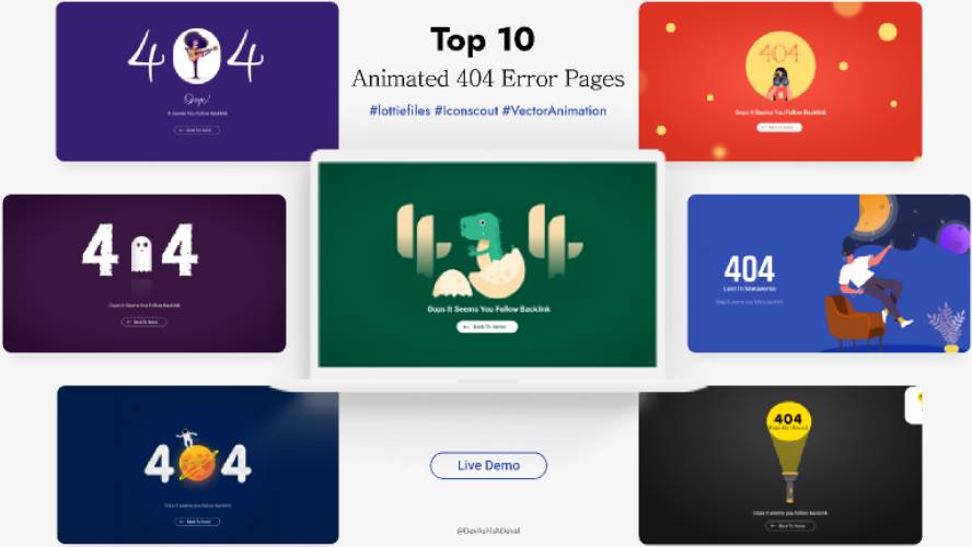 Top10 404 Error Pages Animated Figma Web Ui Kit