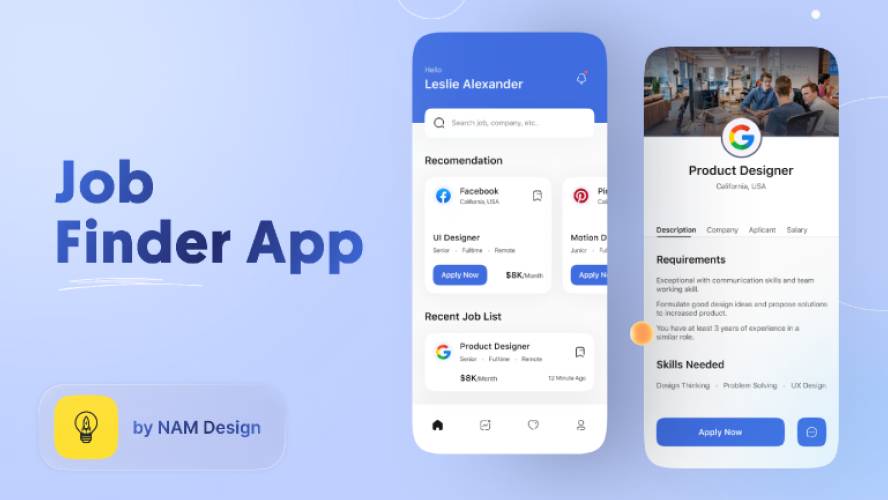 UI Design Job Finder App Figma Template