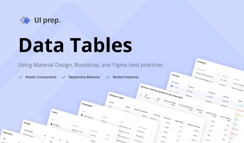 UI Prep Data Tables 3.0 Figma templates