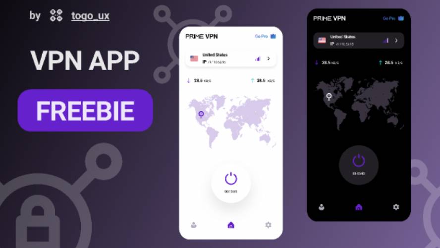 VPN App UI - Freebie Figma