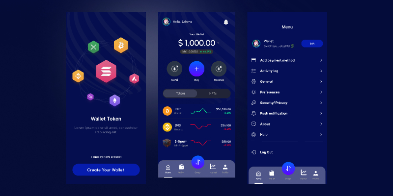 Wallet Token and NFT's Mobile Template | UI4Free