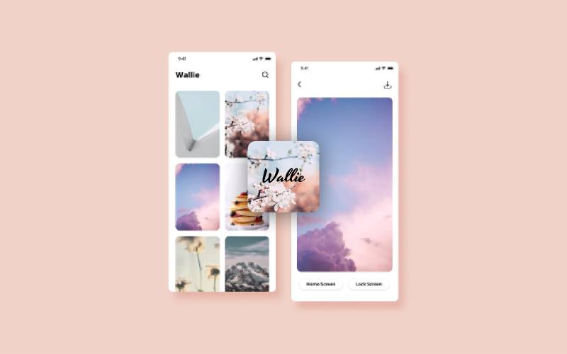 Wallie - Minimalist Wallpaper App Figma Mobile Template | UI4Free