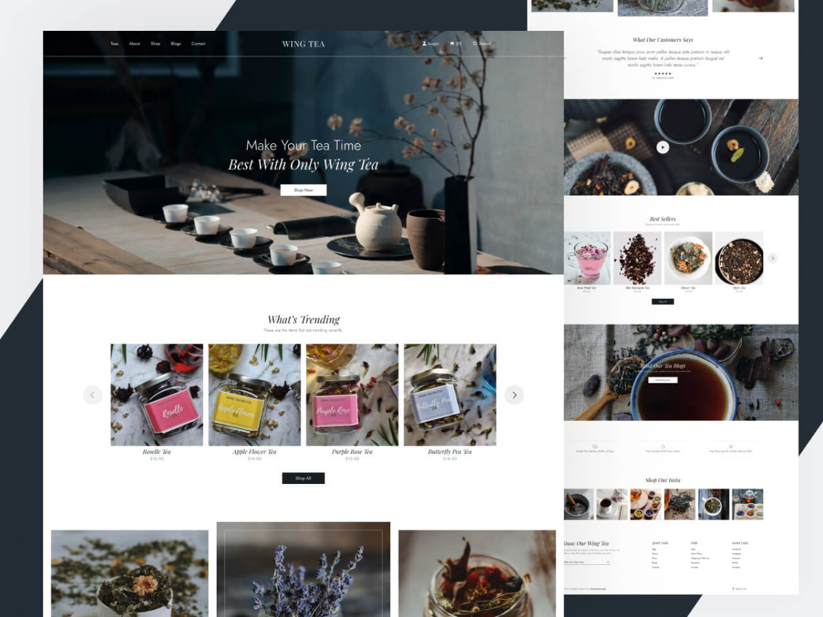 WingTea – Tea eCommerce Free Figma Website Design
