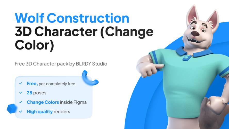 Wolf Construction Figma 3D Character (Change Color)
