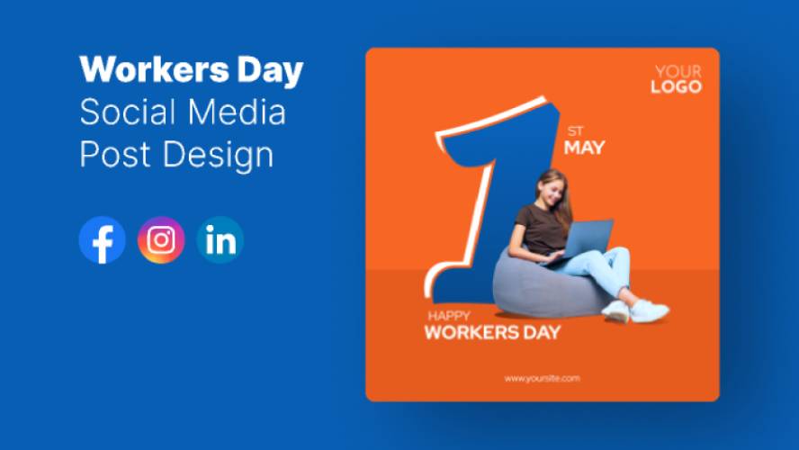 Workers Day Social Media Post Design Figma Banner Template