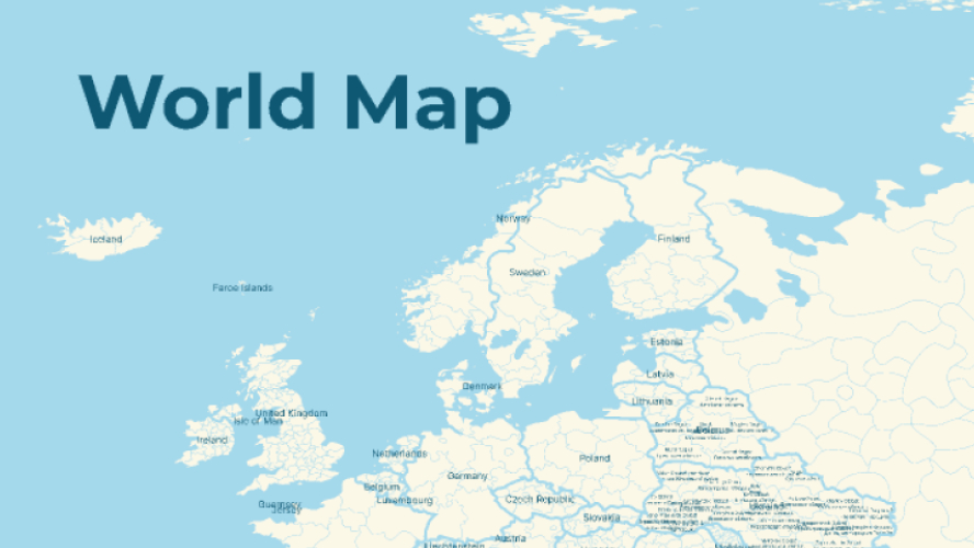 World map with country names figma free template